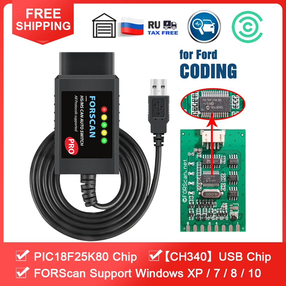 Forscan Pro Elm327 V1.5 Per Ford Coding Usb Obd2 Scanner Adapter Strumento Diagnostico Per Auto Hs/ Ms Can Auto Switch F150 F250 F350 F450