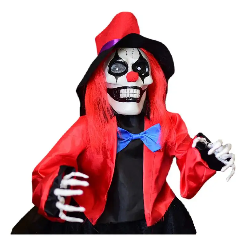 Skeleton Yard Stakes Realistico Halloween Animated Clown Stakes Illuminato Yard Palo Decorazioni Scheletro Pagliaccio Con Vestiti Per