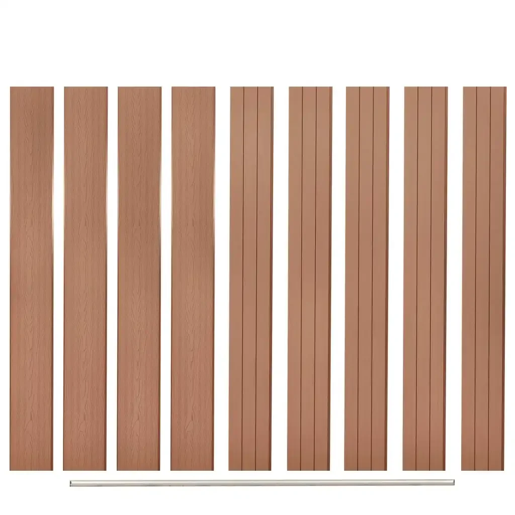 9 Pcs Wpc Pannelli Di Recinzione Di Ricambio Per Cm Pannello Di Recinzione Da Giardino Marrone Decorativo Antiruggine Barriera Per Animali Recinzioni 