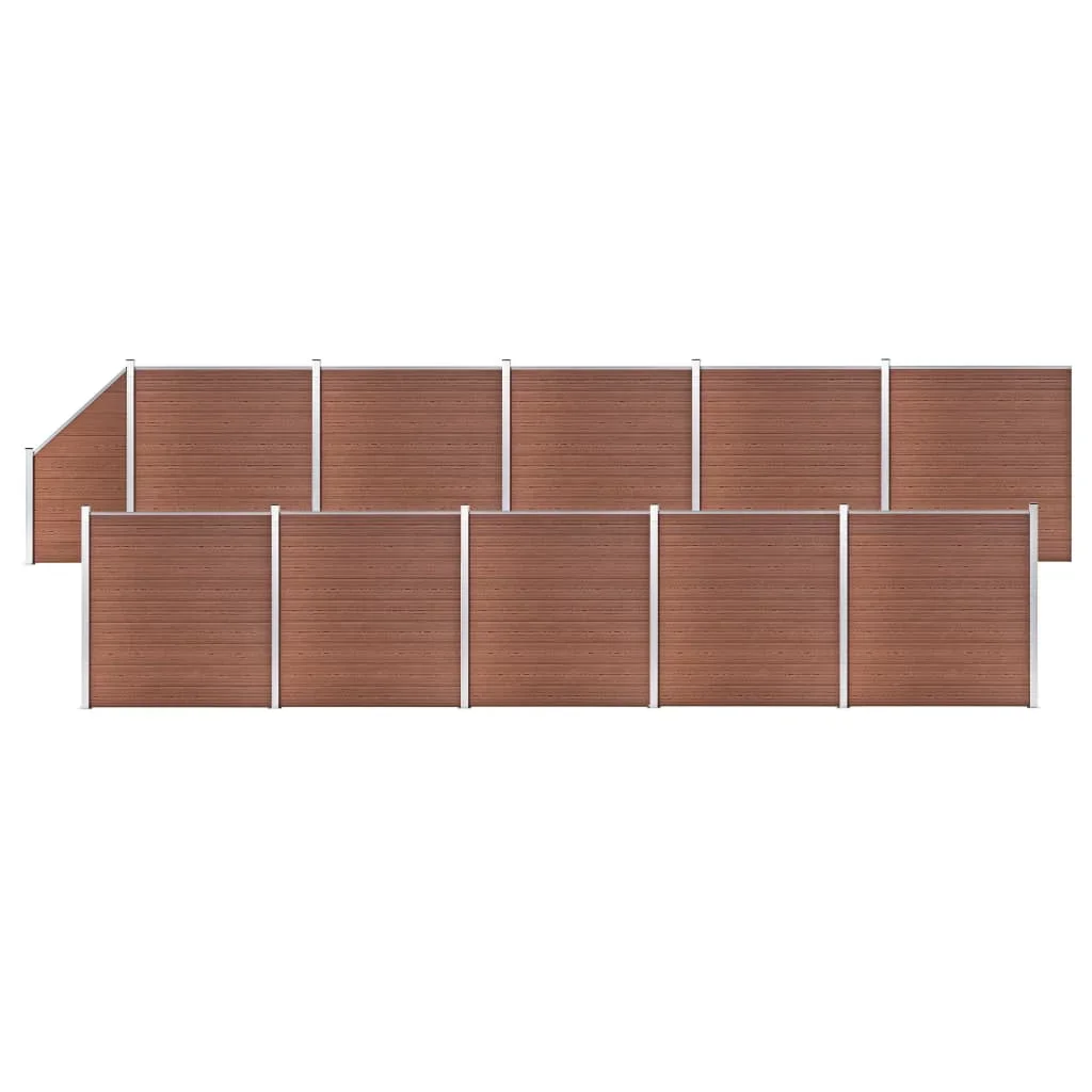Wpc 10 Square + 1 Set Di Recinzioni Inclinate Inclinabile 1830X Cm Pannello Di Recinzione Da Giardino Marrone Decorativo Antiruggine Recinzioni Barrie