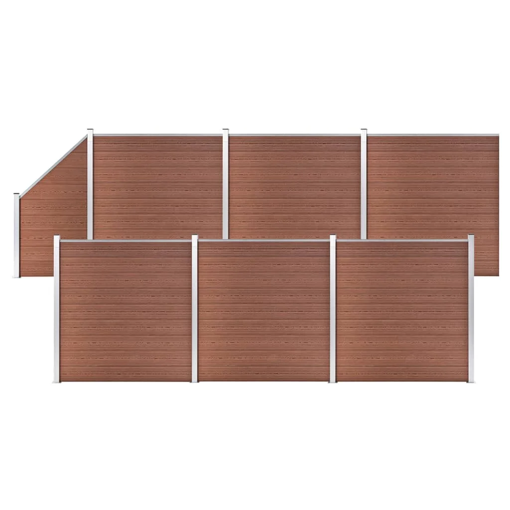 Wpc 6 Square + 1 Set Di Recinzioni Inclinate Inclinazione 1138X Cm Pannello Di Recinzione Da Giardino Marrone Decorativo Rup Ride Recinzioni Barriera 