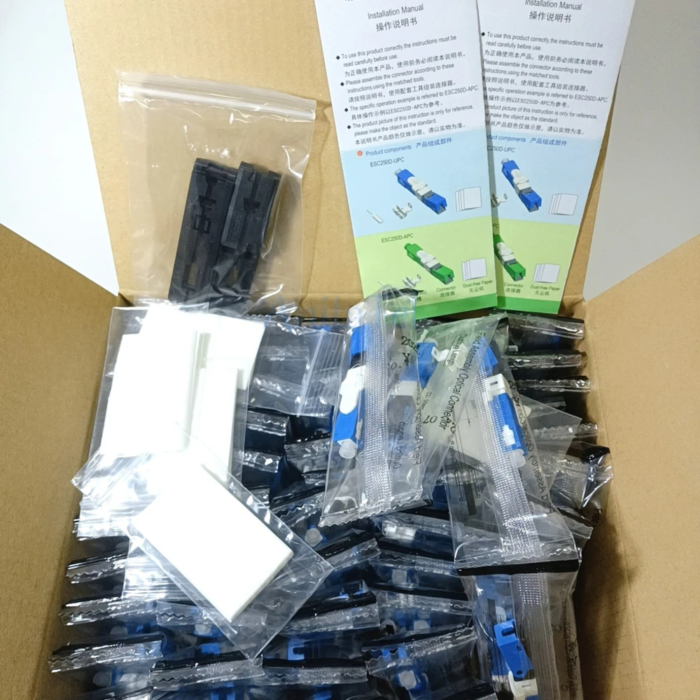 10/20/30/40/50Pcs Unikit Esc250D Sc Apc Sc Upc Connettore Rapido Ottico Ftth Monomodale Sm Connettore Rapido In Fibra Ottica Sc Apc/Upc