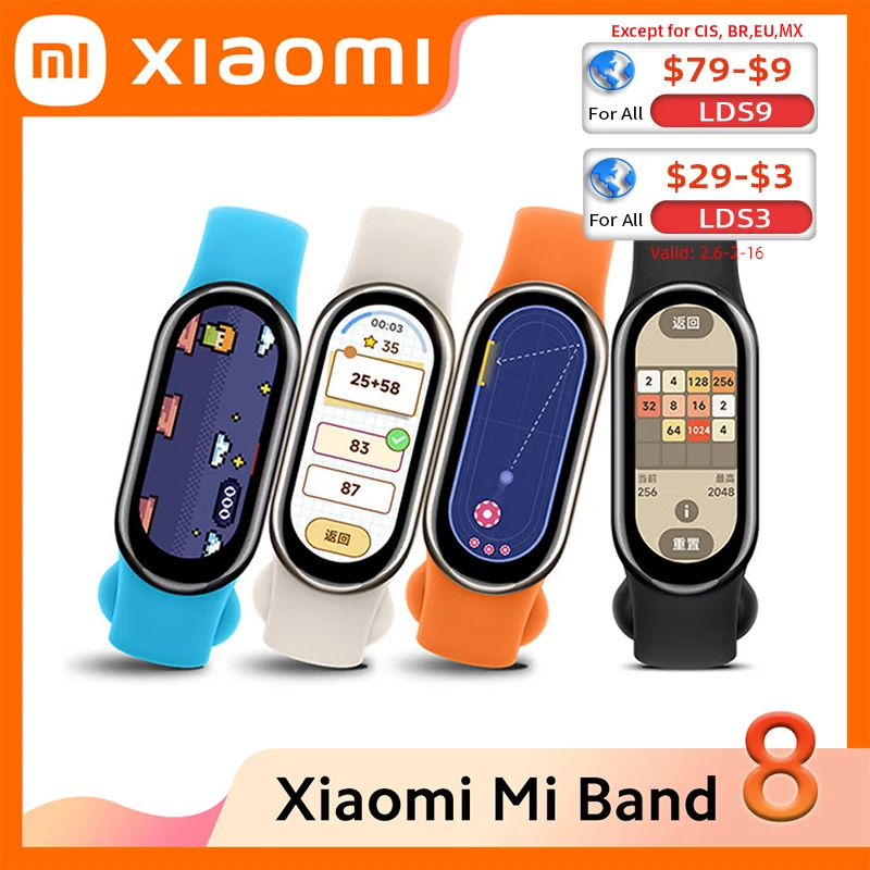 Xiaomi Mi Band 8 Blood Oxygen 1.62 "Amoled Screen Braccialetto Fitness Miband8 60Hz Fitness Traker Cardiofrequenzimetro Vs Band 7
