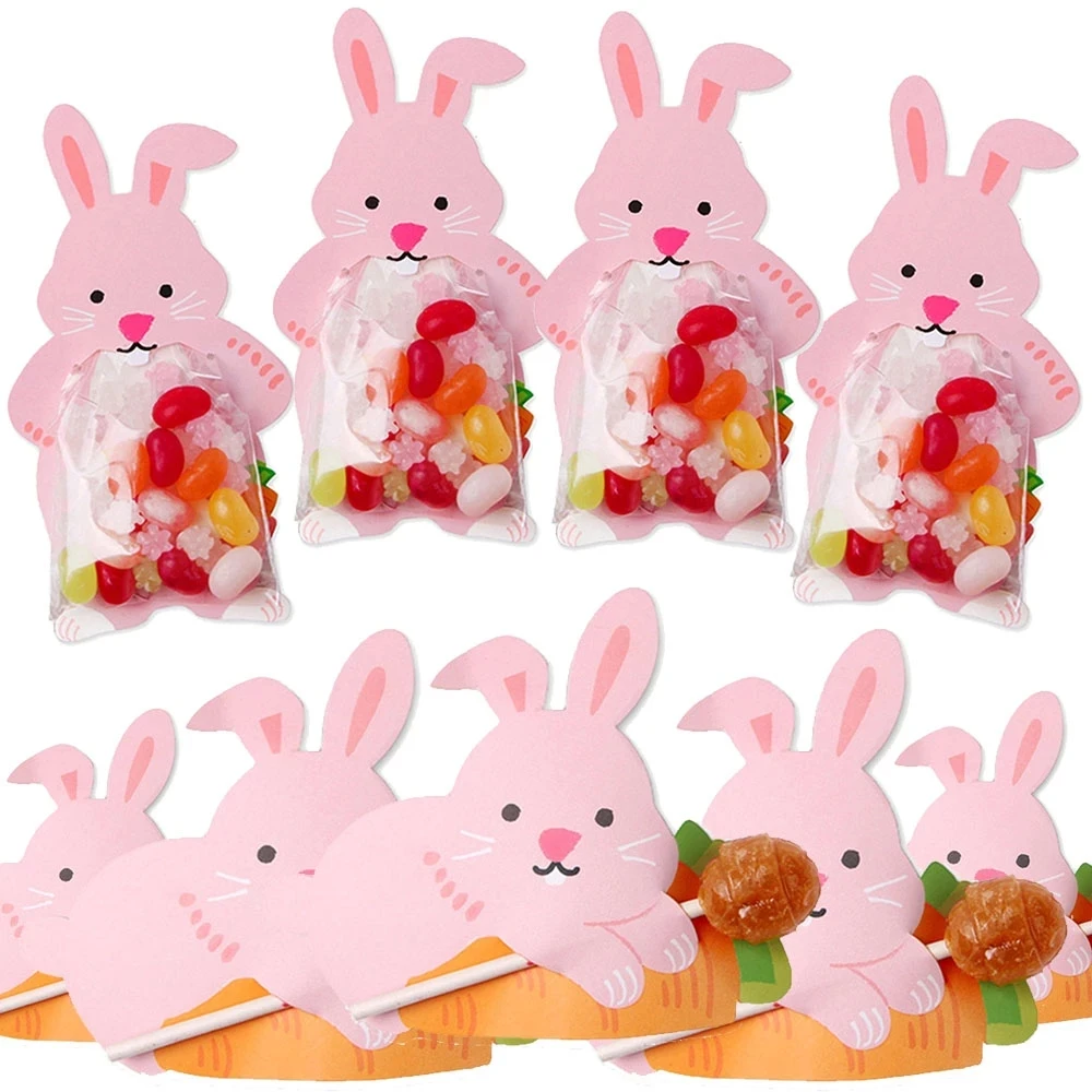 Easter Bunny Paper Lollipop Cartoon Animal Unicorn Lollipop Candy Packing Bags For Birthday Easter Party Decor Regali Per Bambini
