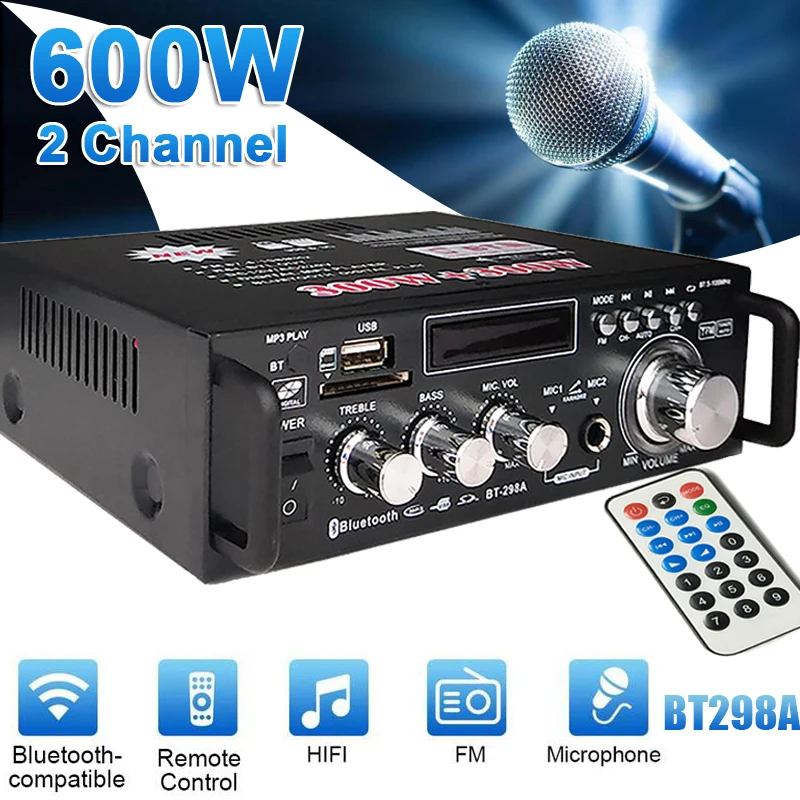 Amplificatore Per Auto Da 600W Amplificatore Audio Bluetooth Amplificatore Subwoofer Sistema Audio Stereo Aceessori Amplificatore Per Auto Di Casa