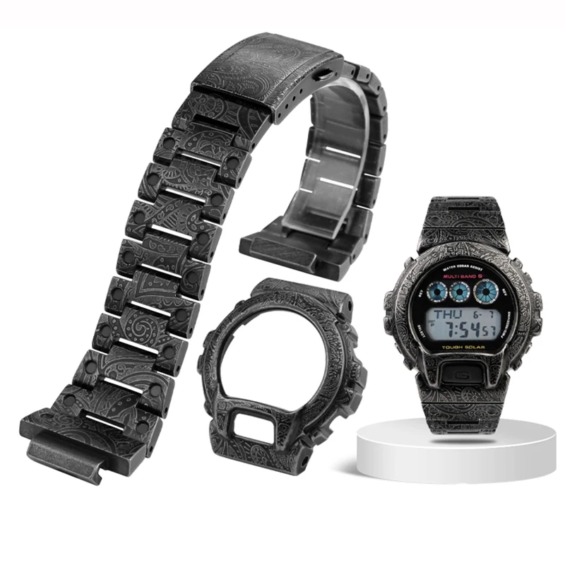 Cinturino Con Lunetta In Acciaio Inossidabile Modificato Per Casio G-Shock Dw6900 Dw-6600 Dw-6900 Dw-6903 Custodia Con Cinturino Intagliato Retrò In M