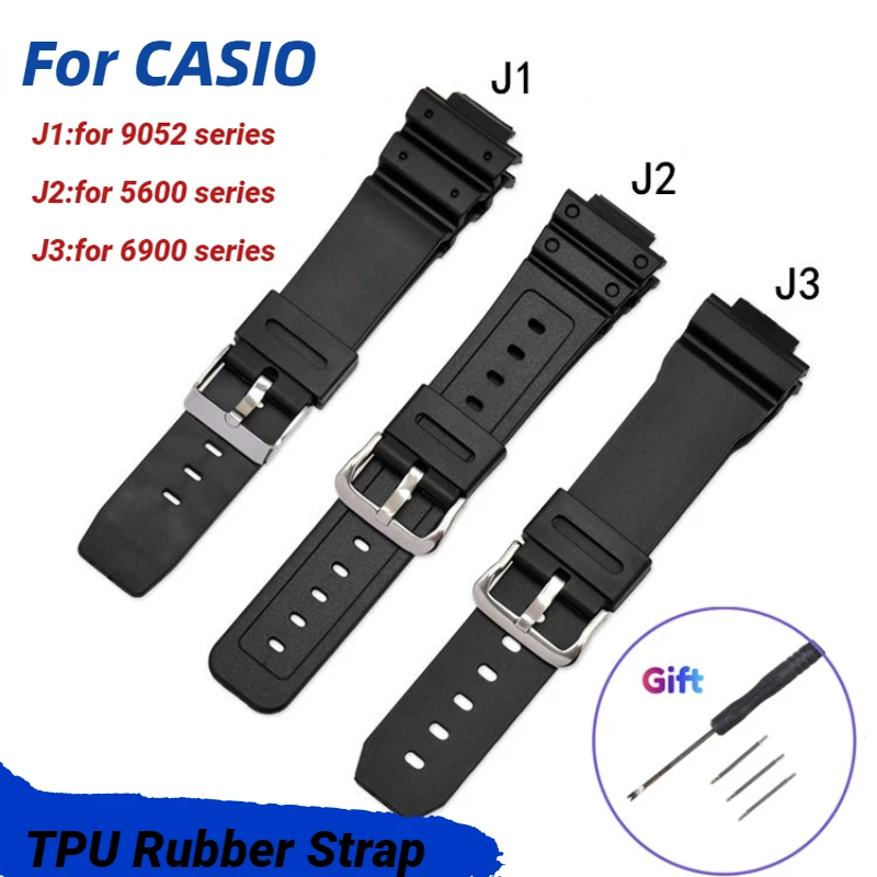 Cinturini Per Orologi In Resina Tpu 16Mm Per Casio Dw-5600 6900 9052 Series Accessori Da Uomo Cinturino In Gomma Impermeabile Bracciale Sportivo