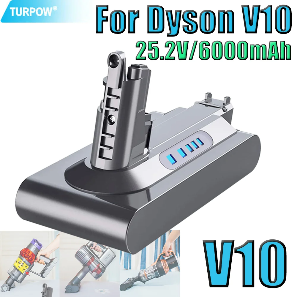 Batteria Di Ricambio V10 25.2V 6.0Ah Per Dyson V10 Animal V10 Absolute V10 Fluffy Cordless Aspirapolvere Batteria Agli Ioni Di Litio
