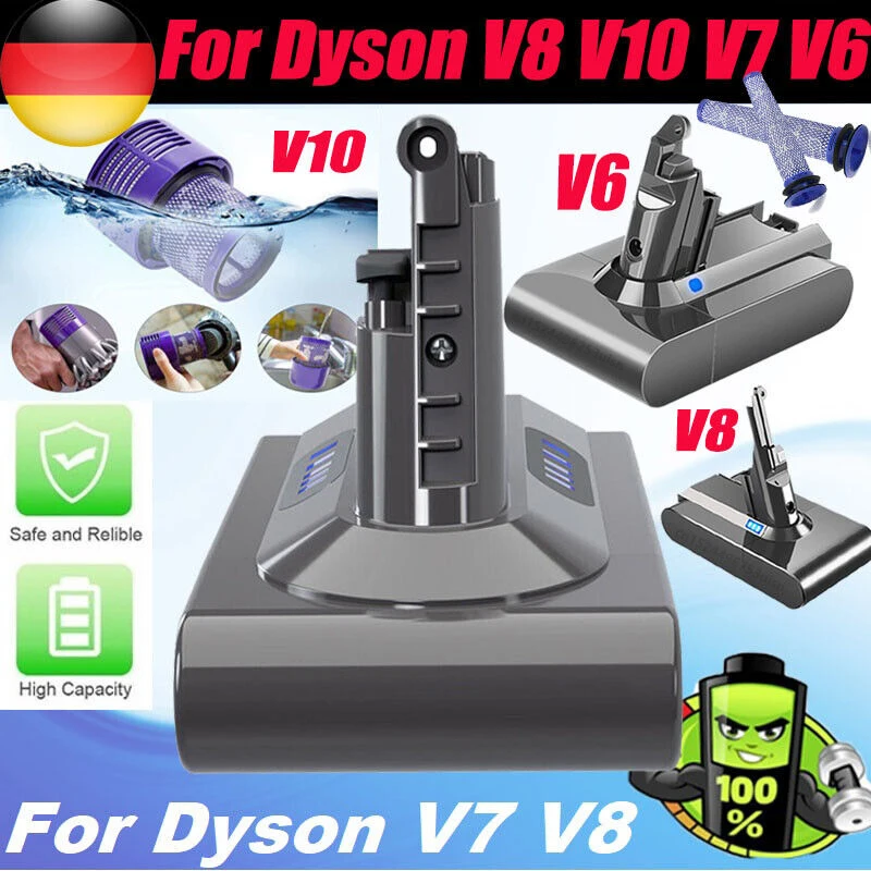 Batteria Originale V8 Per Dyson V8 Absolute V10 V6 V7 Animal Sv10 Sv11 Sv12 Sv05 Dc62 6000Mah 21.6V