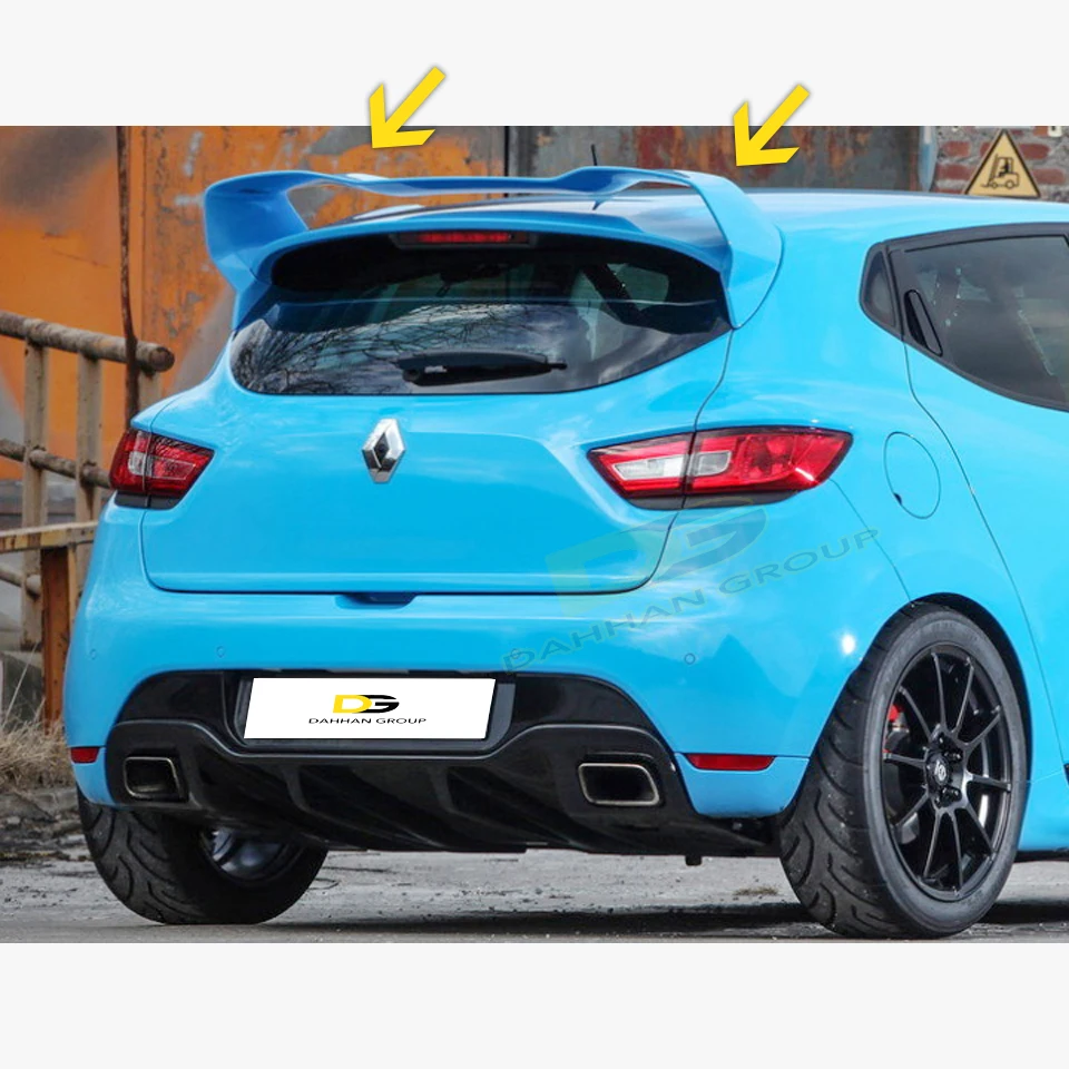 Renault Clio 4 2012 - 2019 Rs Style Rear Roos Spoiler Wing Primer O Colore Verniciato In Fibra Di Vetro Di Alta Qualità Rs Gt Kit