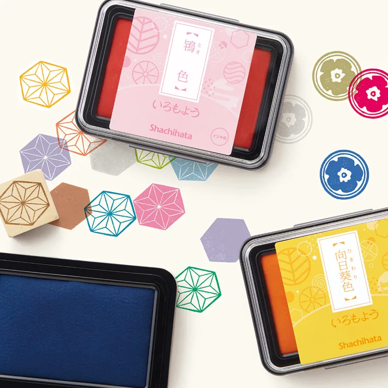 24 Colori Giapponese Originale Shachihata Colorato Inkpad Timbro A Base Di Olio Tampone Di Inchiostro Timbri Trasparenti Diario Fai Da Te Scrapbooking