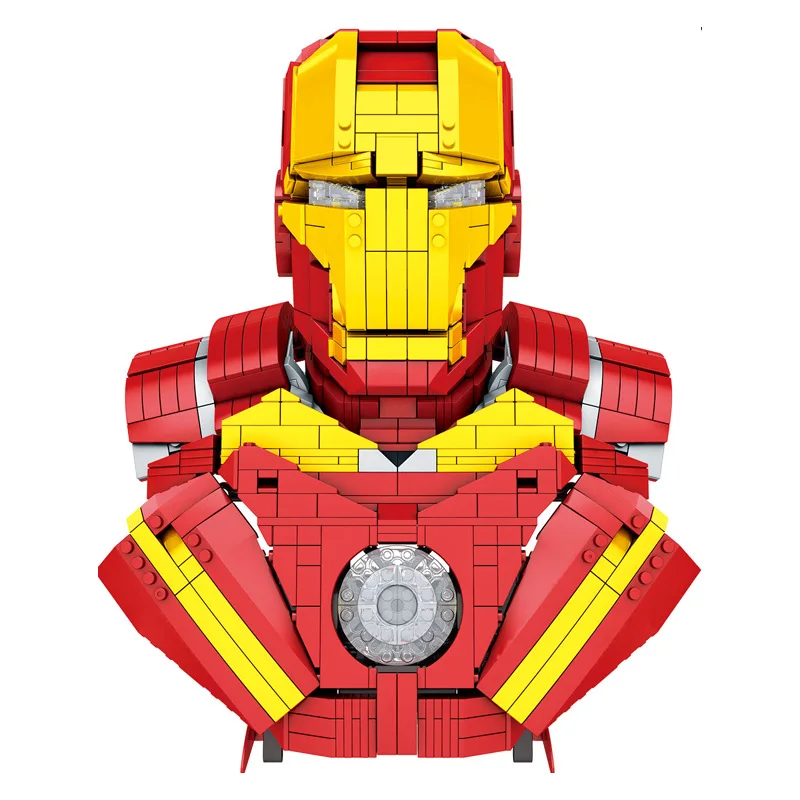 Disney Avengers Iron Man Head Carving + Iron Man Infinite Arm Building Blocks Regali Giocattolo Per Bambini