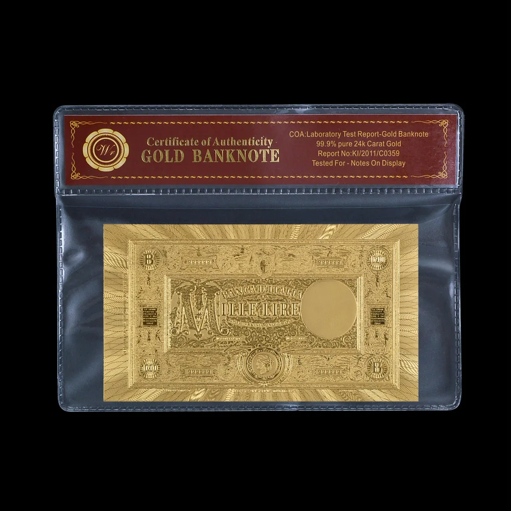 Wr Fake Money Italy 1000 Lions Gold Baknotes Con Supporto In Pvc Prop Banconote Banconote Non In Valuta Regalo Di Compleanno Dropshipping