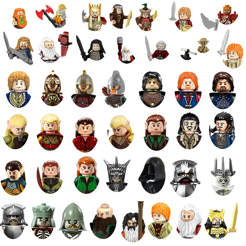 Film Lord Rings Mini Figure Building Block Frodo Ganshou Fili Iron Foot Dann Duvalin Biverbain Action Doll Assemblato Giocattoli Per Bambini