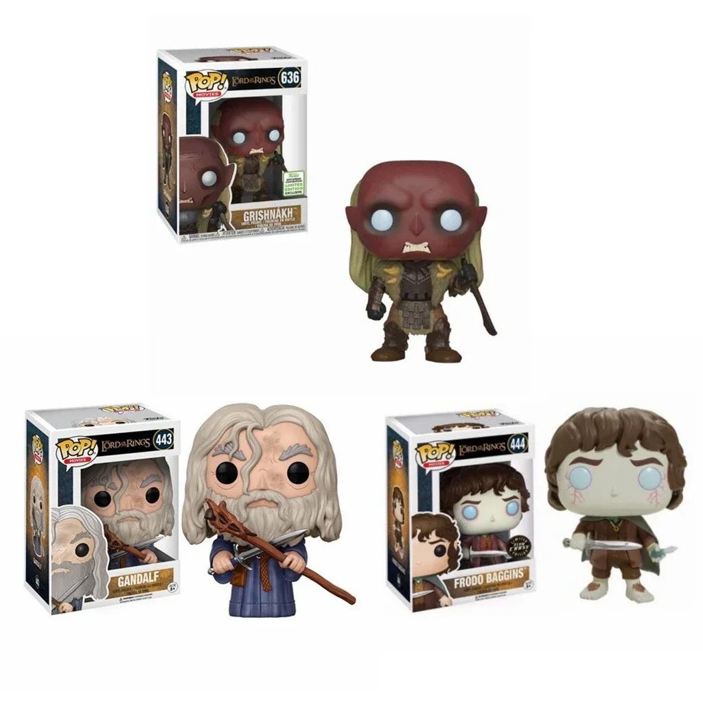 Funko Movie The Lord Of Grishnakh 636 # Gandalf 443 # Frodo Baggins 444 # The Ring Action Toy Figure Pvc Collection Vinyl Doll Toy