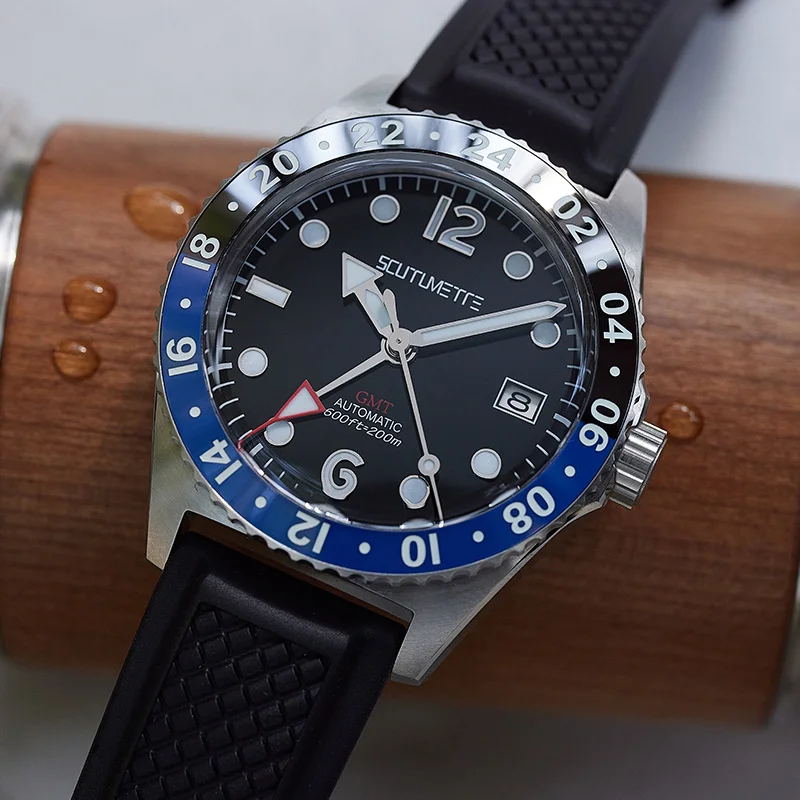 Scmt Orologio Meccanico Automatico Gmt Seiko Nh34 Vetro Zaffiro Acciaio Inossidabile Impermeabile Per Uomo Relogio Seaq 1969 Omaggio