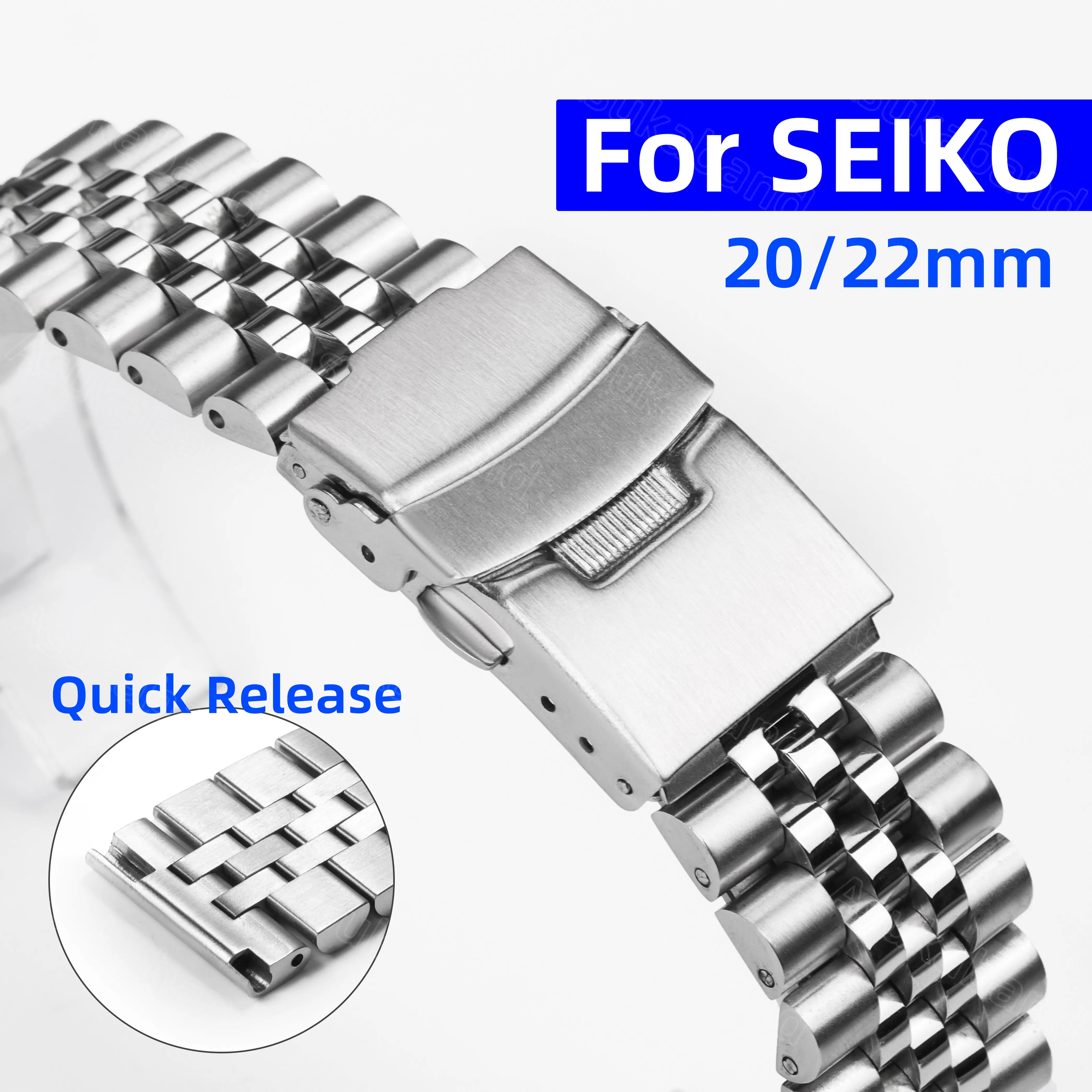 Per Seiko Skx009 Skx007 Cinturino Cinturino Cinturino Cinturino In Acciaio Inossidabile 19Mm 20Mm 21Mm 22Mm Subacqueo Per Cintura Da Polso Jubilee Uom