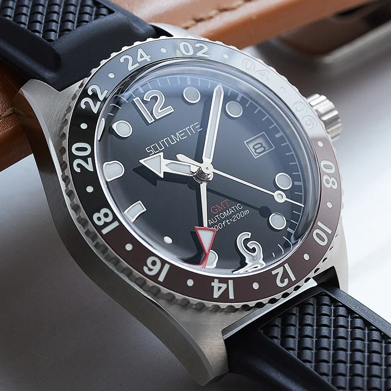 Orologio Scmt Gmt Seiko Nh34 Acciaio Inossidabile Lucido Automatico 31Mm Luminoso 200M Impermeabile Seaq 1969 Orologi Da Polso Da Uomo Omaggio