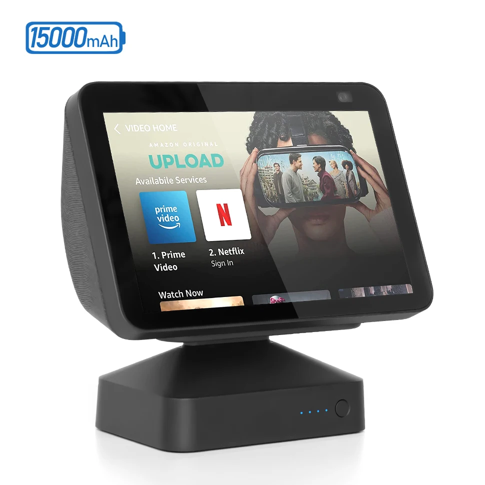 Base Batteria Ggmm Per Echo Show 8 Show 5 1St 2Nd Gen Amazon Alexa Display 9.5H Play For Show 8 Supporto Regolabile Per Caricabatterie Wireless