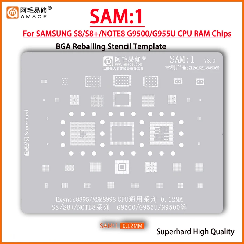 Amaoe Sam1 Bga Stencil Reballing Per Samsung S8/S8 +/Note8 G9500/G955U/N9500 Msm8998 Wcd9341 Wtr5975 Pm8005 Max77838 Cs47L93