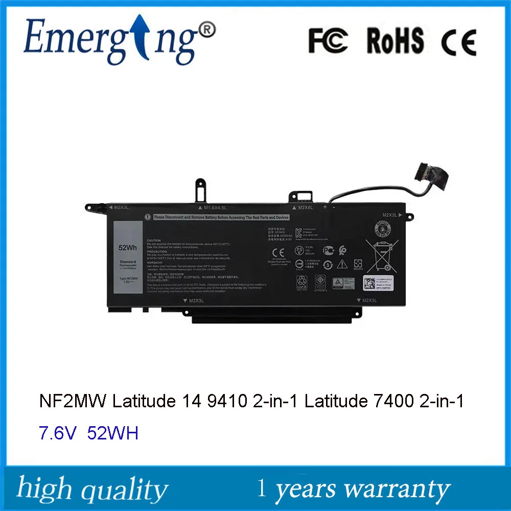 Batteria Per Laptop 7.6V 52Wh Nf2Mw Per Dell Latitude 7400 7270 9410 E7260 E7270 0 C76H7 Serie 2-In-1