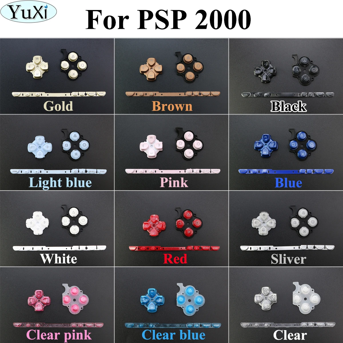 Yuxi Clear White Balck Set Di Pulsanti Di Ricambio Sinistro Destro In Oro Rosso Per Psp 2000 Per Console Di Gioco Psp2000