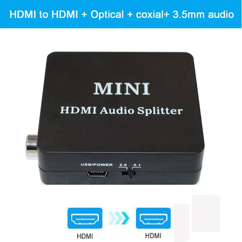 Estrattore Audio Hdmi 1080P, Uscite Coxial Ottiche Audio Da Hdmi A Hdmi Convertitore Splitter Audio Video Per Ruku,Chromecast, Blu-Ray