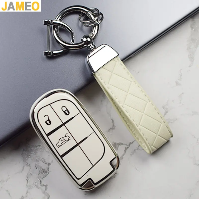 Silver Edge Tpu Car Key Case Full Cover For Fiat Jeep For Dodge Ram 1500 Journey Charger Dart Challenger Durango Accessories