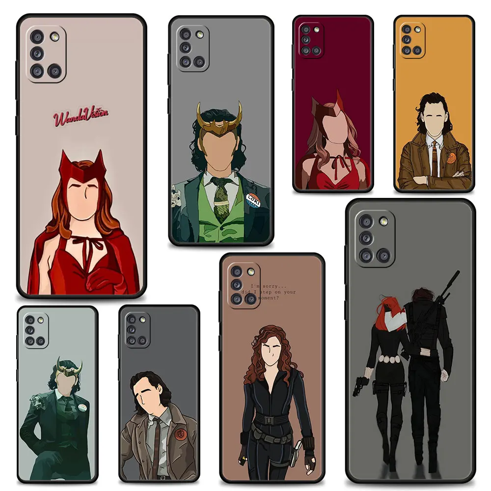 Custodia Per Telefono Per Samsung Galaxy A12 A52 A51 A32 A21S A71 A31 A02S A72 A41 A22 A11 Celular Funda Marvel Loki Wanda Thor Black Widow