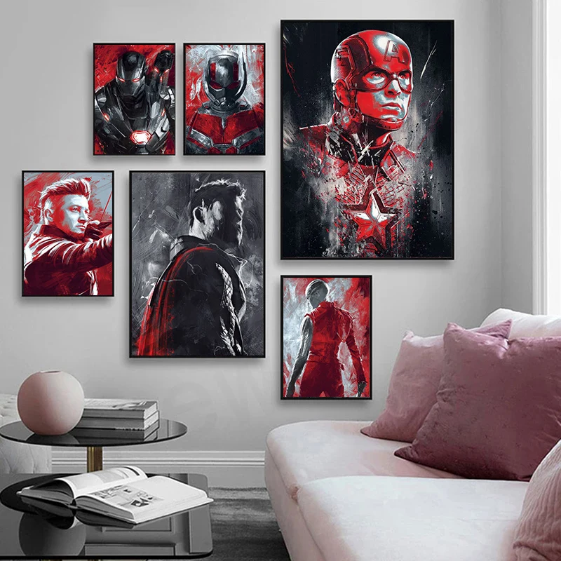Marvel Avengers Super Heroes Canvas Painting Classic Thor Captain America Poster Stampe Wall Art Picture Home Decoration Poster