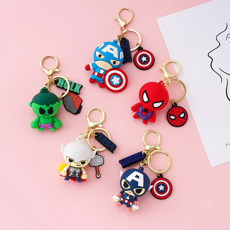 Cartoon Marvel Charm Avenger League Portachiavi Delicato Adorabile Captain America Hulk Thor Spiderman Portachiavi Coppia Ciondolo Portachiavi