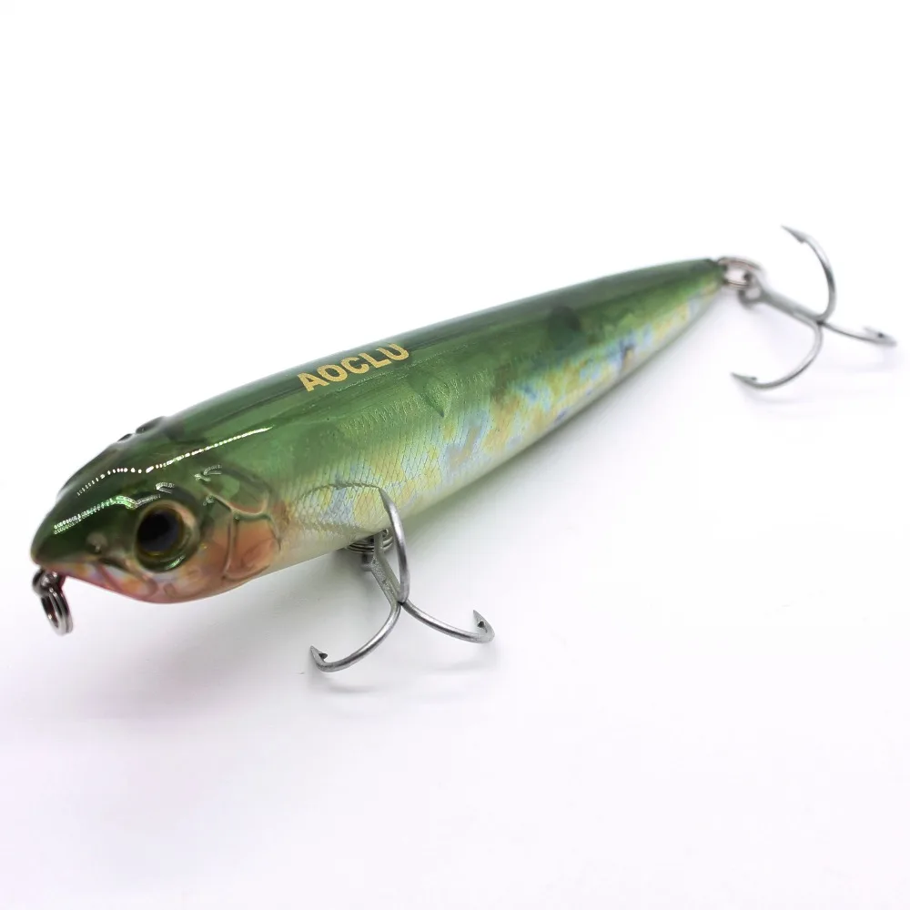 Aoclu Walking The Dog 60Mm 3.4G 105Mm 15.6G Hard Bait Floating Pencil Stick Fishing Lure Bass Surface Swimmer Water Vmc Hook