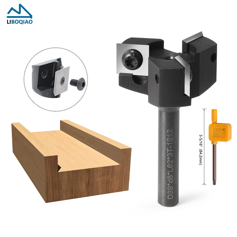 6.35Mm 8Mm 12Mm 1/2Mm Cnc Surfacing Router Bit Per Legno 3-Flute Cornice Inserto In Metallo Duro Lastra Frontale Fresa