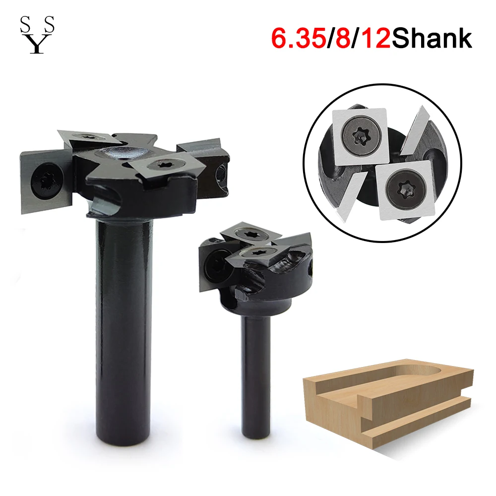 6.35/8/12Mm Codolo Cnc Rozzboard Surfacing Router Bit,2 + 2-Flauti Pialla Per Legno, Inserto Fresa Per Spianare Lastre In Metallo Duro