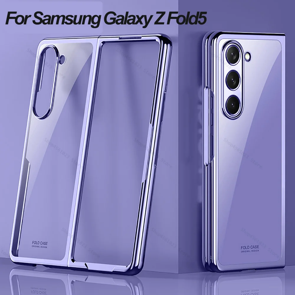 Custodia Samung Z Fold5 Cover Posteriore Rigida Per Pc Elettrolitico Trasparente Per Samsung Galaxy Z Fold5 Fold5 Fold5 Zfold 5 5G Phone Funda
