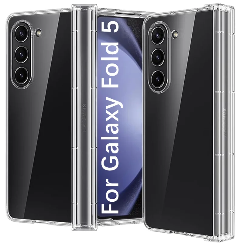 Custodia Trasparente Per Samsung Galaxy Z Fold 5 Zfold5 5G Cerniera Protettiva Rigida Trasparente Antigraffio Copertura Paraurti Per Zfold5