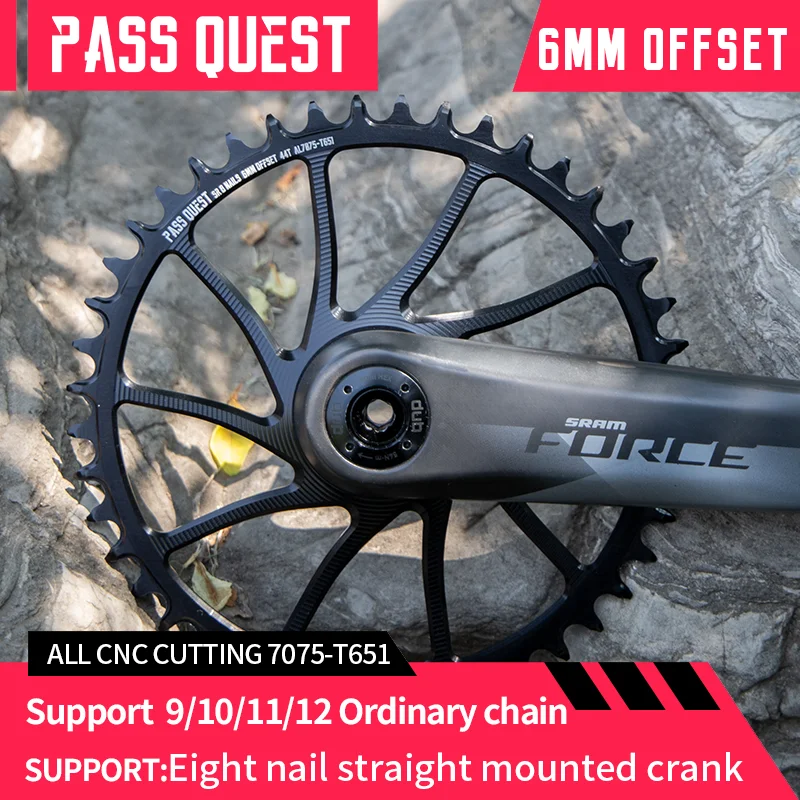 Offset Da 6Mm Per Sram Etap Axs Force Red Crankset Pass Quest 8 Pignone Per Unghie 38-46T Ruota Dentata Rotonda/Ovale Per Bici Da Strada Con Montaggio
