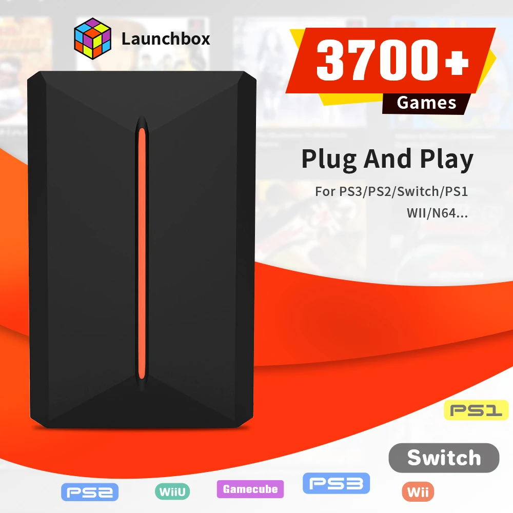 Launchbox 500Gb Gioco Esterno Hard Drive Hyper Base Lbox Lite 3700 Giochi Retrò/Pc Per Ps4/Ps3/Ps2/Switch/Wii/Ps1 Gioco Hdd Per Pc