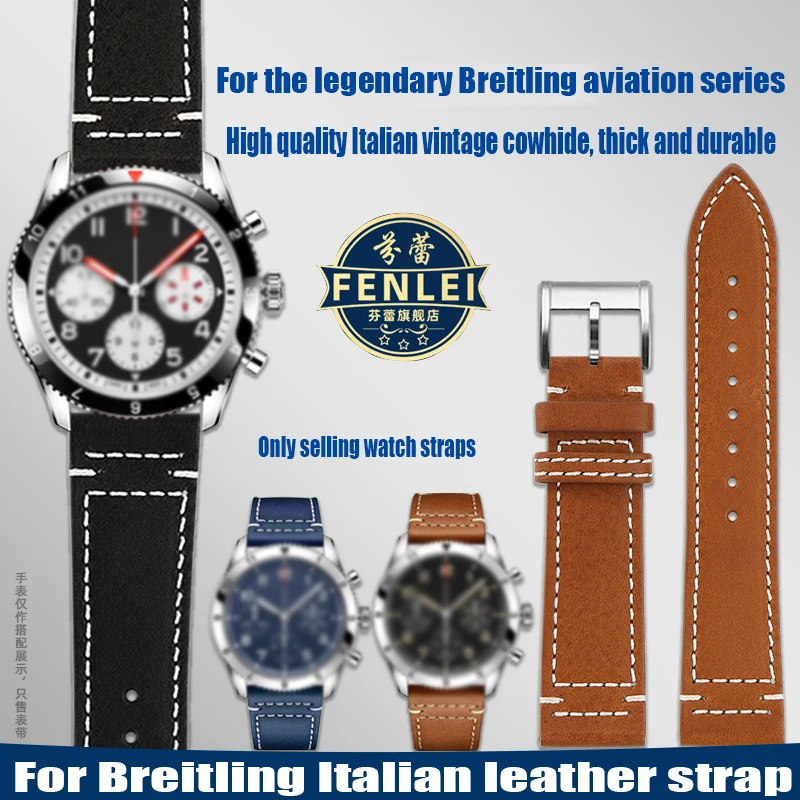 Per Breitling Legend Aviation Super Avi Cinturino In Pelle Bovina Blackbird Avengers Cinturino In Vera Pelle Vintage Italiano Bracciale Da 20Mm