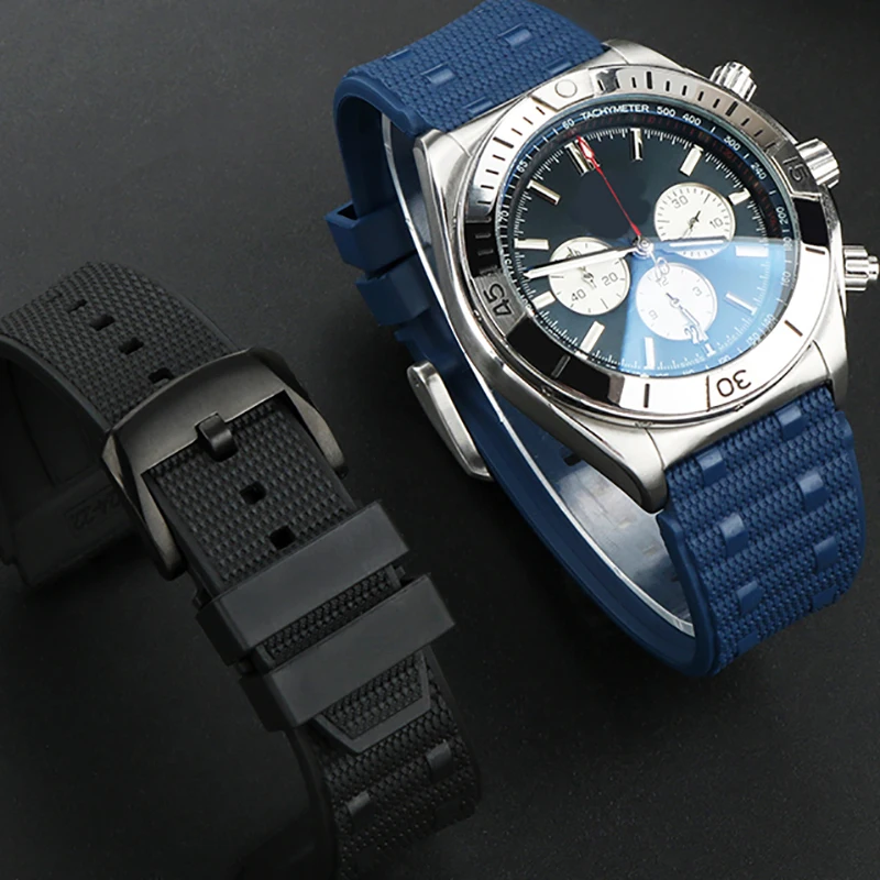 22Mm 24Mm Cinturino In Gomma Fluorescente Per Cinturino Meccanico Breitling B01 Super Ocean Avengers Cinturino Lupo Giallo Maschio