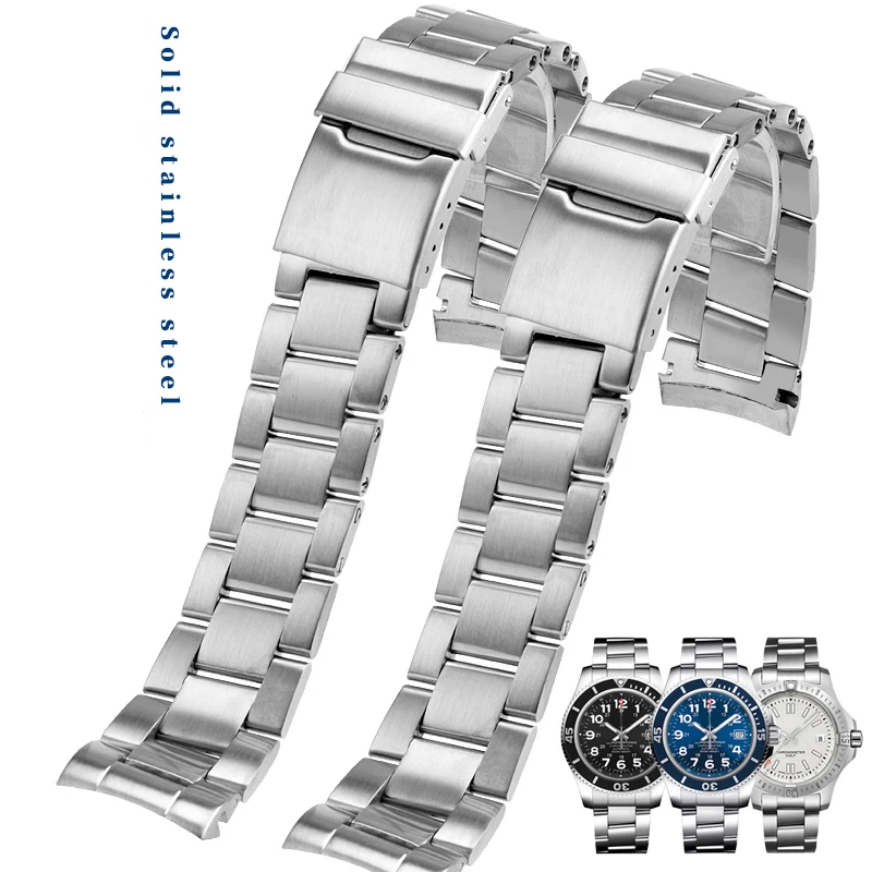 Per Breitling Super Ocean Steel Band Aviation Time Watch Band Avengers Curved End Precision Steel Watchband Watch Chain 22Mm