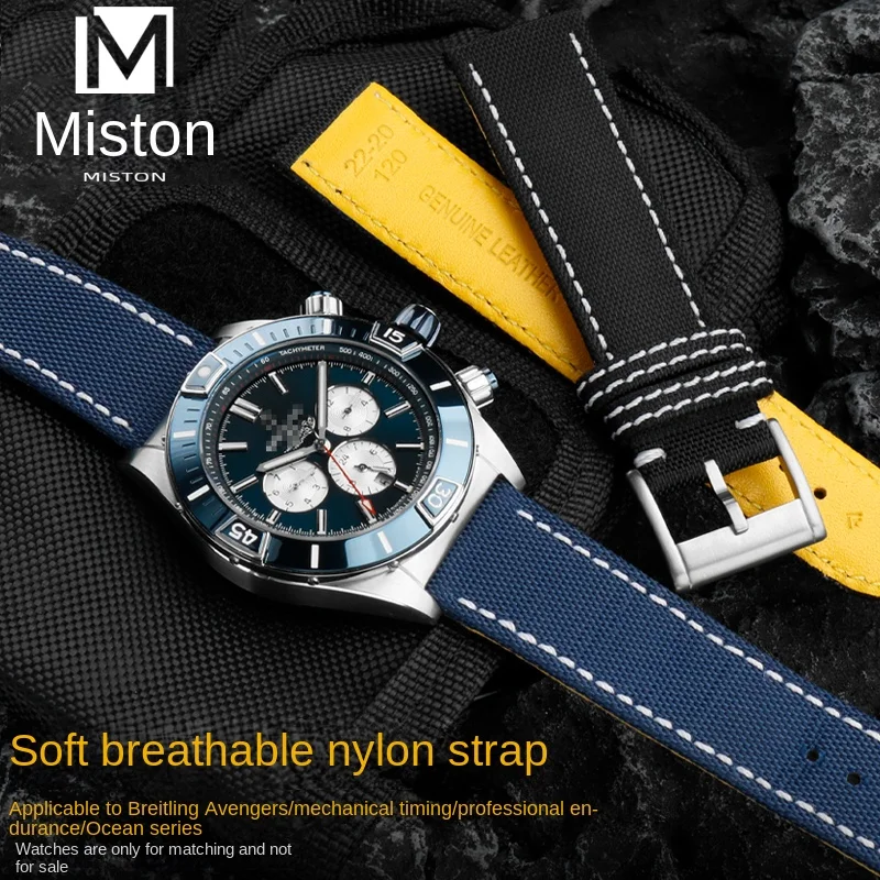 Adatto Per Breitling Avengers Super Ocean Yellow Wolf Professional Endurance Temporizzazione Meccanica Cinturino Per Orologio In Tela Di Nylon 22Mm