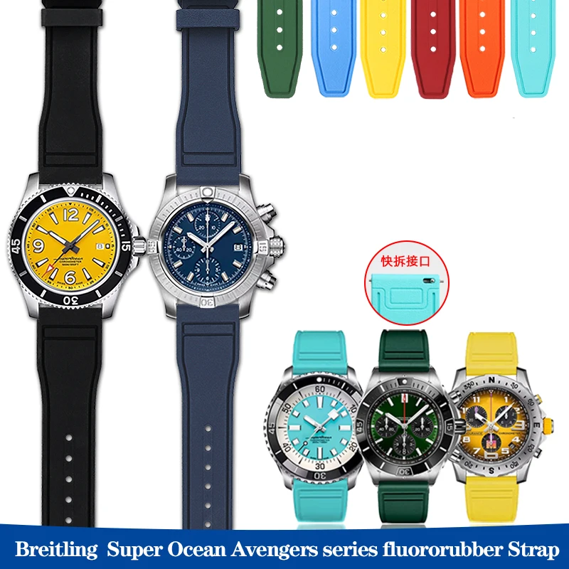 Cinturino In Gomma Fluorurata Di Alta Qualità Da 20Mm 22Mm Per Cinturino Impermeabile Iwc Tudor Breitling Super Ocean Avengers Series