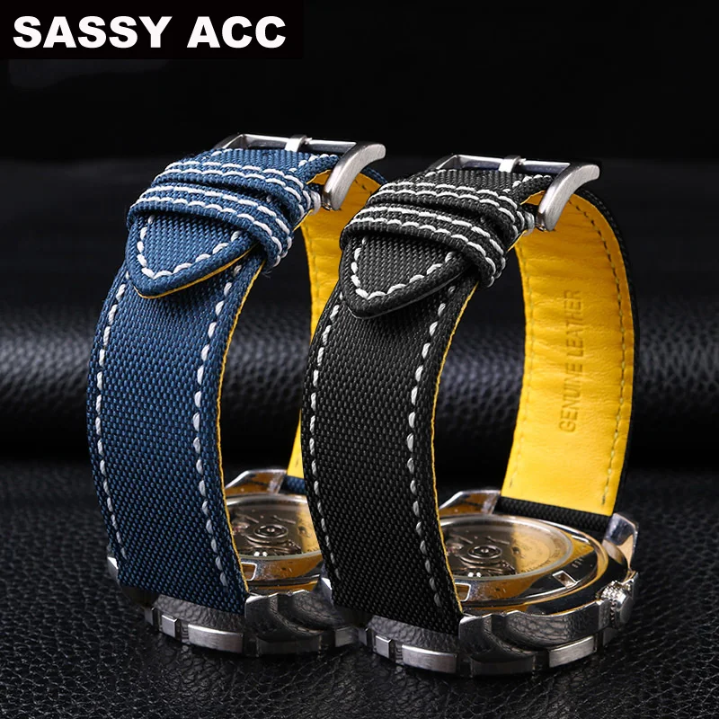 22Mm 24Mm Per Breitling Avenger Deep Dive Sea Wolf Yellow Wolf Cinturino In Nylon Cinturino In Pelle Serie Super Ocean