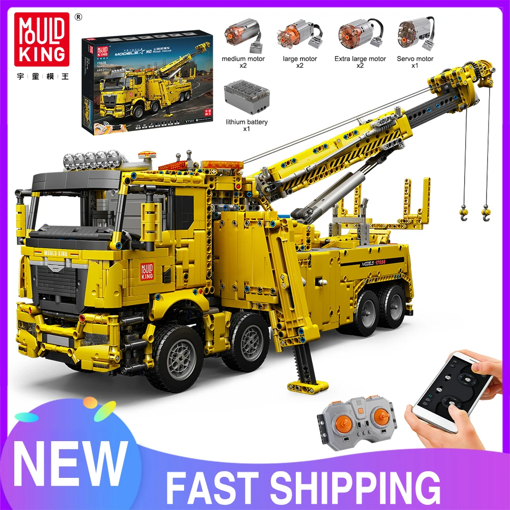 Mold King 17028 Technical Car Toys App E Rc Motorizzato Fire Rescue Truck Model Assembly Building Block Brick Kids Regalo Di Natale