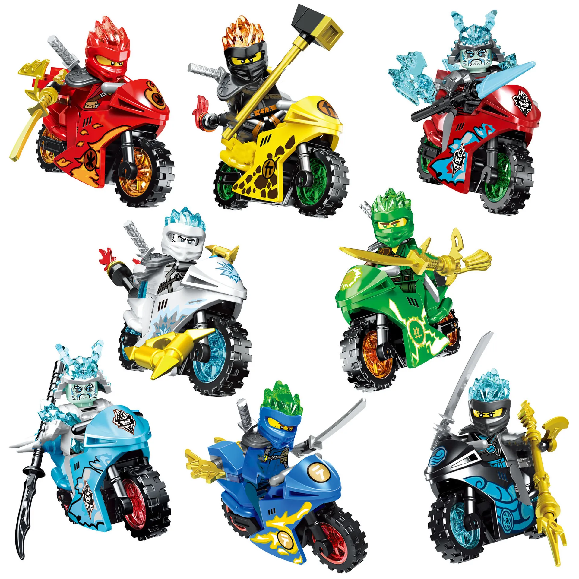 Ninja Motorcycles Model Building Blocks Jay Zane Kai Nya Lloyds Samukai Mini Model Figures Bricks Kids Christmas Toys