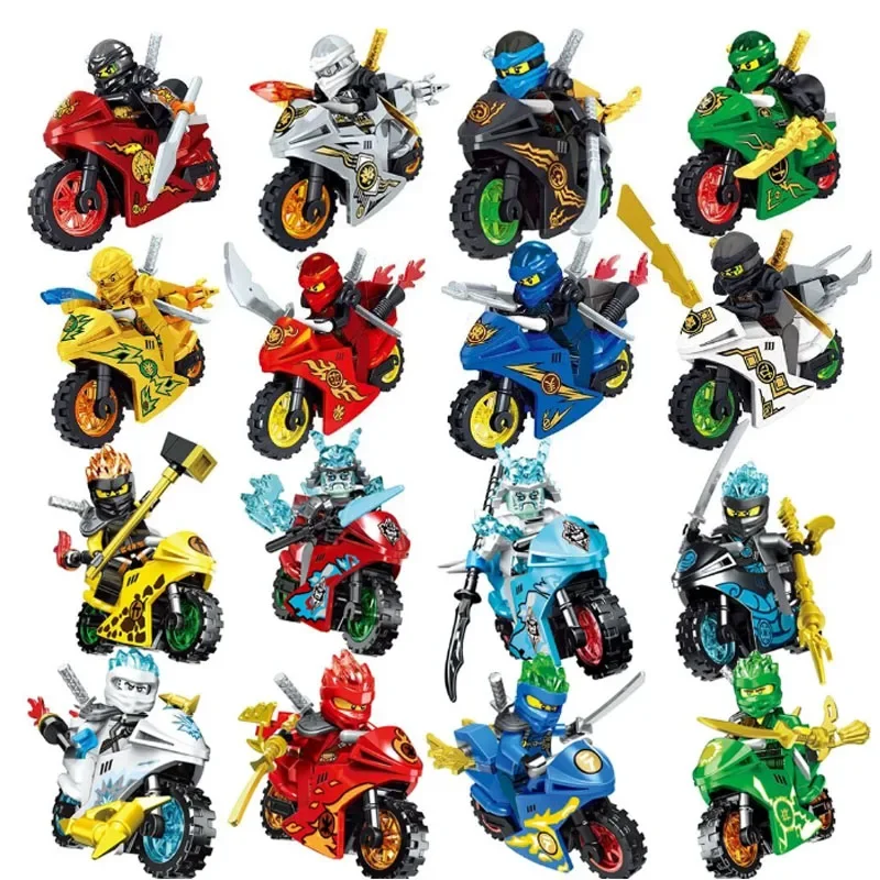 Hot Toys 8 Pz/Lotto Ninja Motorcycles Model Building Blocks Con Figure Kids Ninja Toys For Children Christmas Birthday Gift