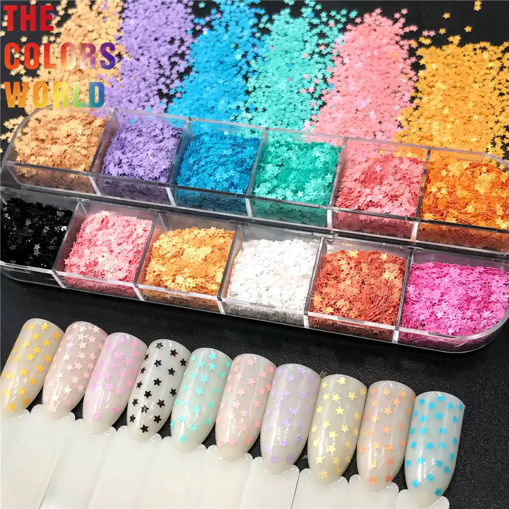 Tct-758 Star Nails And Hair Glitter Forme Resistenti Ai Solventi Glitter Paillettes Makeup Pet Paillettes Per Coriandoli Da Sposa Fai Da Te