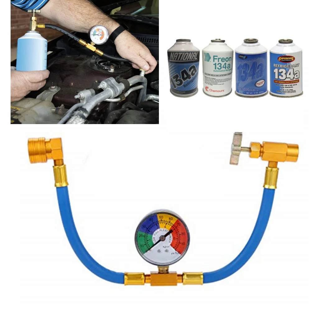R134A Ricarica Gas Refrigerante Auto Aria Condizionata Tubo Di Ricarica Manometro 1/2 "Acme R134A Gas Refrigerante Ricarica Aria Condizionata
