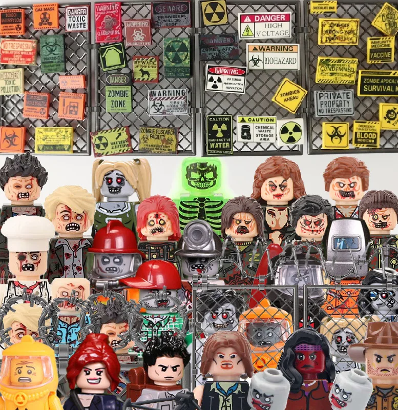 City Halloween Zombies Building Blocks Ghost Movies Figure Chemical Defense Warm Corps Nuclear Worker Cimitero Mattoni Giocattoli